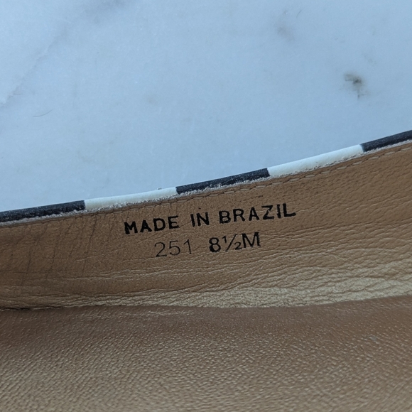 Kate Spade New York Trixie Gold Glitter Toe Black Striped Ballet Flat Shoes - Picture 7 of 13